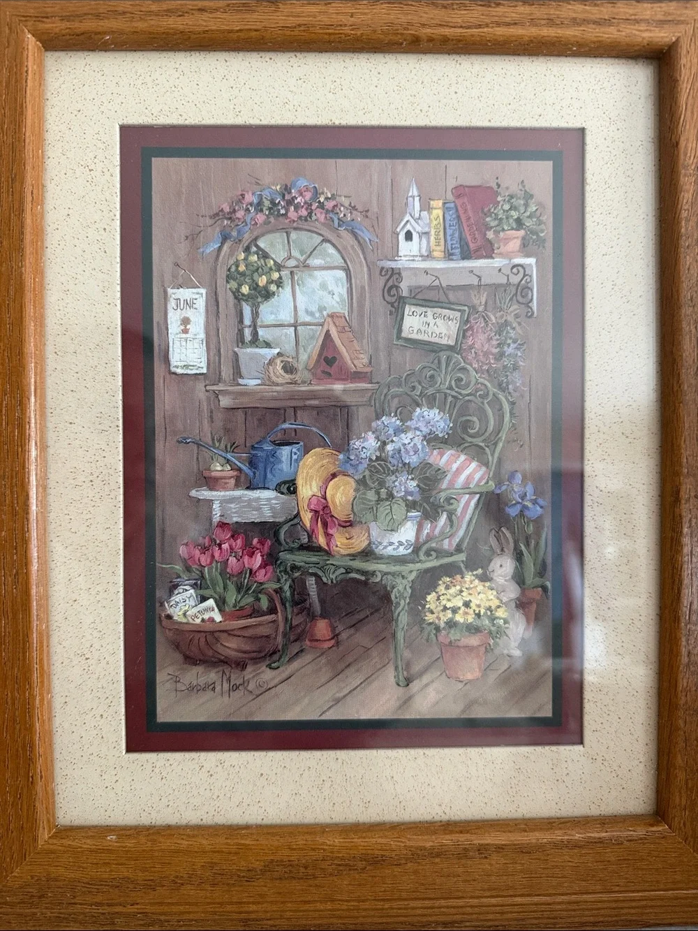 2 Vintage Home Interiors garden themed artwork by Barbara Mock